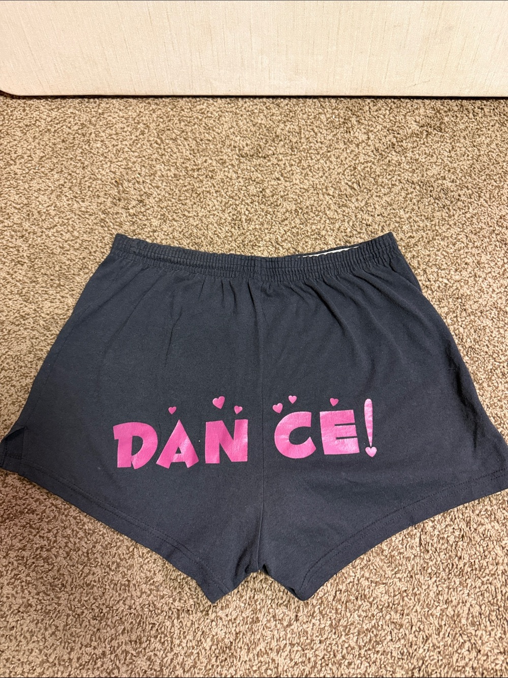 Black Lounge Shorts with Pink DANCE Graphic